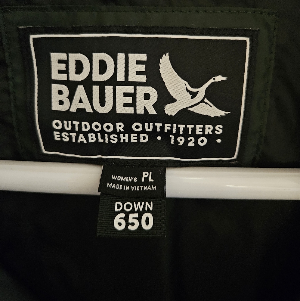 Eddie Bauer Forest Green Hooded Down Parka - Women's Petite Large - Picture 2 of 5